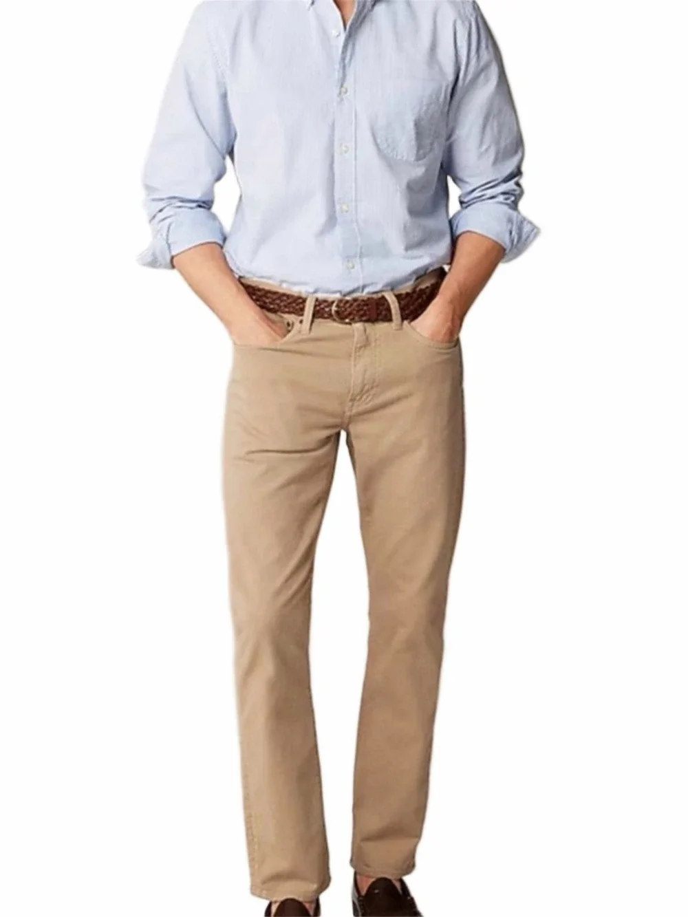 Crew 770 Straight Fit Tan Garment-Dyed 5 Pocket Pants 34x32 Stretch Twill